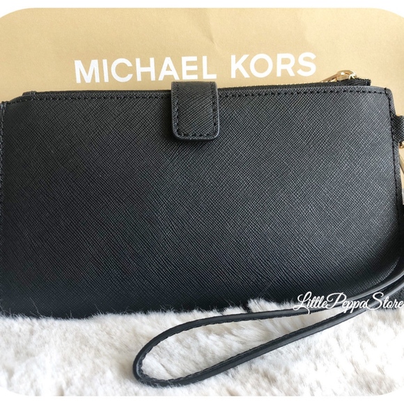 SOLD - MICHAEL KORS DOUBLE ZIP WRISTLET WALLET BLACK - Picture 6 of 8